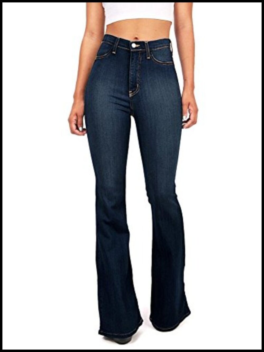 High Waist Flared Bell Bottom Fitted Denim Jeans